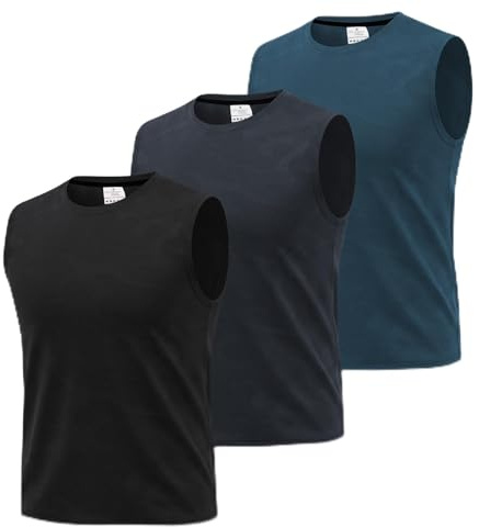 Superora 3 Pack Chalecos Deportivos para Hombre, sin Mangas Tejido de Secado Rápido Transpirable con Malla para Correr y Entrenamiento con Patrón Jacquard de Camuflaje