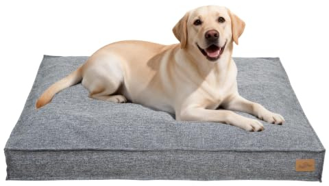 BingoPaw XXL Kühlendes Hundebett Grosse Hunde, abnehmbar, 118×89×12 cm | Atmungsaktive Haustierbett Leinenoptik, Hundekissen flauschig Hundematte für große Hunde, waschbar, rutschfest, wasserdicht