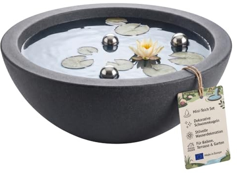BigDean Mini fontaine avec bol et boules de bassin - Kit complet - Diamètre | Convient pour l'intérieur et l'extérieur