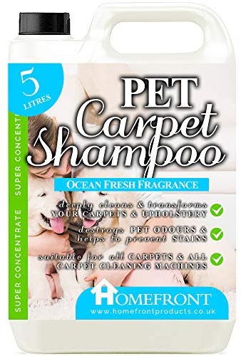 Homefront Pet Carpet Shampoo - Deeply Cleans to Remove Dirt, Nasty Odours and Stains - Breaks Down Urine Salts and Pet Deposits Perfect for Pet Owners (5 litres)