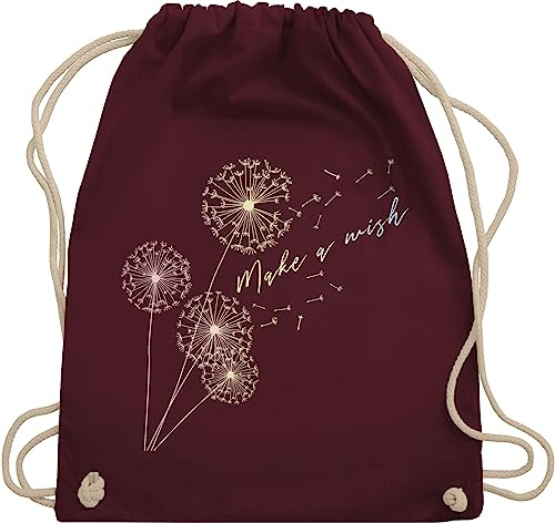 Turnbeutel Rucksack - Sprüche Statement - Pusteblume Flower - Unisize - Bordeauxrot - beutel mit blumenmuster statements wish stoffbeutel damen floral sprüchen￼ wish. beuteltasche groß blumen