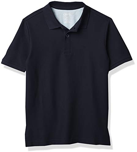 Chaps Boys School Uniform Short Sleeve Pique Polo, Navy, 6-7