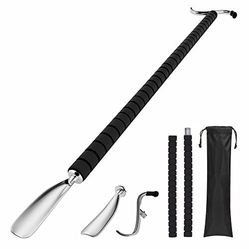 30 Adjustable Dressing Stick with Shoe Horn, Extended Dressing Aids for Shoes, Socks, Shirts, Pantsseniors with Travel Bag