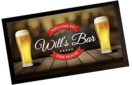 Personalisierte Barläufermatte – Red Beer Label Home Bar Zubehör Biermatte V2