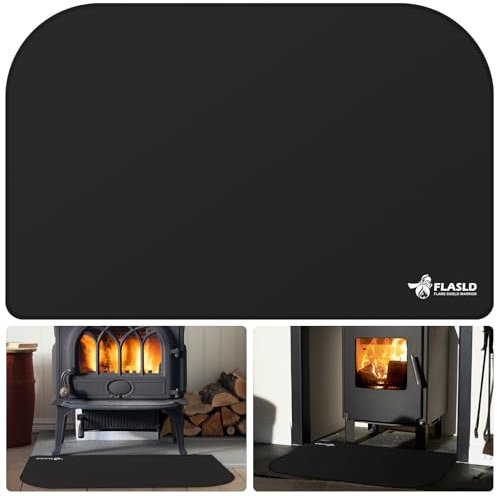 FLASLD Feuerfeste Matte für den Innenbereich, Flammensichere Matte für den Außenbereich, Glasfaserteppich für Herd und Chiminea, Glutschutzmatte für Kaminöfen 80×120 cm