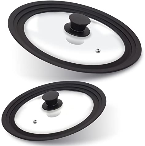 Anaeat Silikon-Universaldeckel für Töpfe, Pfannen und Pfannen – Abdeckung aus gehärtetem Glas mit hitzebeständigem Silikonrand, passend für alle Kochgeschirr mit einem Durchmesser von 18 cm bis 30 cm