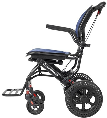 Care-Parents Rollstuhl faltbar,Leicht(10kg),Sitzbreite:42cm,Aluminium,Transportrollstühle,Mit einziehbarem Griff,Ergonomischer Sitz,für Behinderte und ältere Menschen,bis zu 100kg (CP-0903)