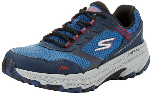 Skechers herr GO Run Trail Altitude 2.0 träningsskor, marinblå och rött läder/textil, 9.5 UK, Marinblå och röd lädertextil, 44 EU