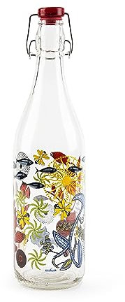 Excelsa Afrika Bottiglia Acqua, 1 Litro, Vetro, con Guarnizione