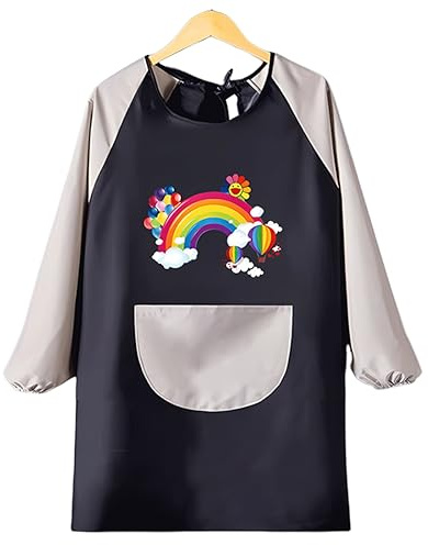 XPEX 1 Pieza Delantales Niños,Niños Pintura Delantal-Set,Delantal De Pintura,Delantal De Pintura Para Niños, Delantal De Manga Larga,Con 2 Mangas Para La Pintura Artesanal (4-12 Años Niña/Niños) (C)