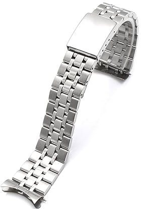WAHRE 17mm 19mm Edelstahl-Armbandbänder Vintage Gebogenes Ende Ersatzarmband Passend for Tudor Fit for Uhren for TUDO-Serie(Silver,19mm)