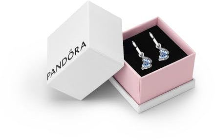 Pandora Moments Women's Sterling Silver Blue Butterfly Hoop Earrings, With Gift Box