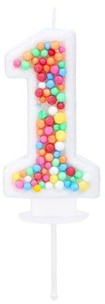 Kinsynko Regenbogenfarbene Zahl 1 Geburtstagskerze, Kuchentopper für 1. Geburtstag und Jubiläum