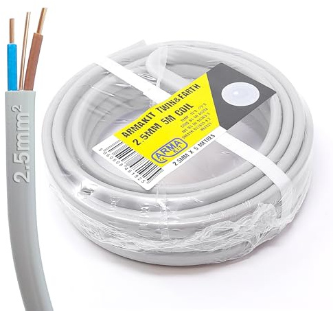 ArmaKit cable 5 Metre 6242Y2.5 - GREY 240v Mains 3 Core Electrical Wire - electric sockets ring extension