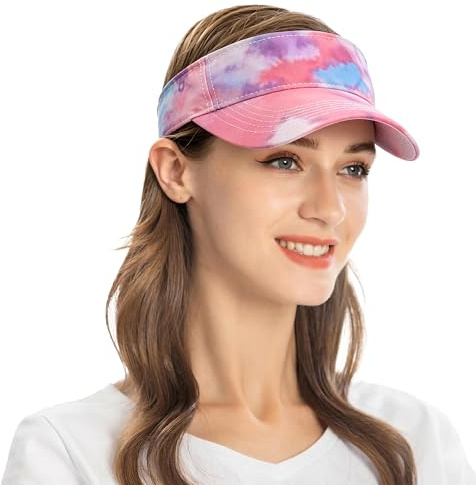 ZLYC Summer Sun Visor Cap Print Sports Tennis Visors Hat for Women Girls | Foldable Cooling Visor Sport Cap for Jogging Running,Golf,Tennis,Hiking