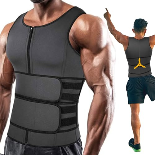Gilet amincissant pour homme, gilet gainant avec double ceinture de sudation, débardeur d'entraînement confortable, chemise amincissante pour la maison, les