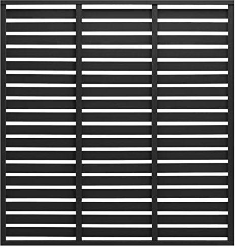 Gaseeto Zaunelement WPC 180 x 180 cm Lamellenzaun ohne Posten Sichtschutzzaun Schwarz Gartenzaun Windschutz Zaun Zaunelement Terrasse Garten