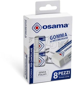 OSAMA - Gomme da Cancellare Set da 8 Pezzi per Cancelleria Scuola Ufficio Università e Cartoleria, Gomma da Cancellare per Materiale Scolastico e Cose per la Scuola, Gomma Matita Rifinisce Nitidamente