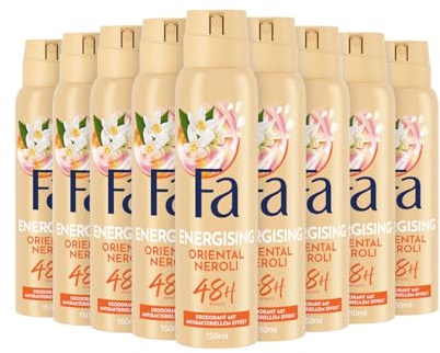 Fa Deospray Oriental Moments (9x 150 ml), Deo mit dem zarten Duft von Wüstenrose & Sandelholz, Deo ohne Aluminium für bis zu 48 h Schutz, hinterlässt keine Rückstände auf der Kleidung