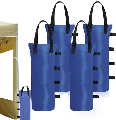 Lot de 4 sacs de sable pour tonnelle, qualité industrielle, 600D, poids pour pieds de tonnelle, sacs de sable pour toute tonnelle, tente, auvent d'extérieur, patio (bleu)