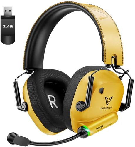 Vakedy Wireless Gaming Headset, 2.4GHz USB & Bluetooth Headphones with Mic, Ultra-Light, 50mm Drivers, Low Latency, 50Hr Battery for PC, PS5, PS4, Mac, Switch, Sega Dreamcast Accessories