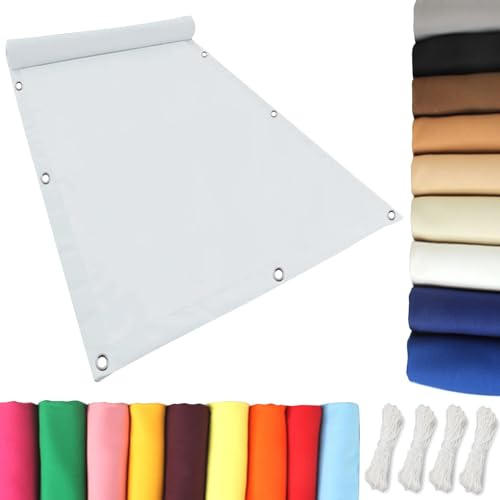 Telo Parasole, Tenda da Sole Balcone 1.2 x 2.4 m Tenda da Sole Parasole, Telo Ombra Lavabile, Tenda Parasole Idrorepellente, Ombra, Protezione UV per Tenda Amache Picnic Spiaggia, Bianco