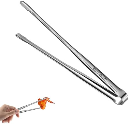 Edelstahl-Küchenzange zum Kochen – Grillzange, hitzebeständig, für Lebensmittel, Grill, Nudelsalat, lange Zange mit rutschfestem Griff zum Kochen, Grillen, Servieren von Speisen