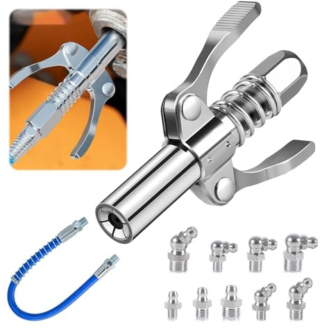 Lunyloer Fettpresse Mundstück, Doppelgriff G Coupler, Fettpresse Kupplung Mundstück Kupplung Doppelgriff Fettpresse Kupplung für Fettpressen alle Autos (Silber)