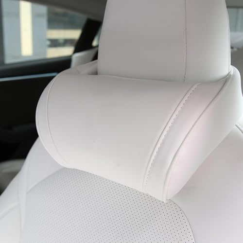 Ywooon nackkudde för Tesla Model Y Model 3 Model X Model S bilnackstöd nackeputs - Universal passform nacke & ryggradsstöd kuddar för resa/kontor/hem, 1 st. vit