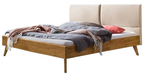 Hasena Massivholzbett Matteo Wildeiche Kopfteil beige 160x200