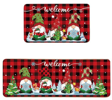 Küchenteppich Weihnachtszwerg Küchenläufer,Teppich Für Küchenteppich Waschbar rutschfest, Fussmatte Aussenküchenfußmatten Mikrofaser Gummiunterlage Teppich Flur 50X80