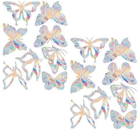 Suncatcher Sticker Regenbogen Fensterfolie Vogelschutz,16 Stück Schmetterling Fensteraufkleber Prisma Effekt,Vogelschutz Aufkleber Für Fenster,Regenbogeneffekt Fenstersticker Folie Gegen Vogelschlag