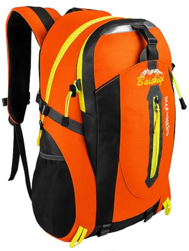 OcioDual 30L Hiking Backpack, Multifunctional Trekking Backpack, Lightweight, Waterproof, Foldable, Mountain Backpacks for Camping, Camping, Climbing, Nordic Walking, orange, 30L