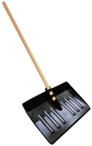 Snow Shovel Heavy Duty - 42cm Wide Plastic Snow Shovel - 120cm Wooden Handled Snow Pusher for Snow - Black