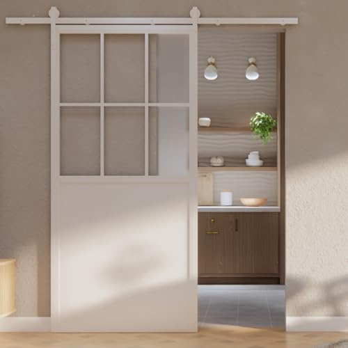 SEART Weiß Schiebetüren Loft-Glasschiebetür mit Schiebetürbeschlag Set MODENA (Milchglas, 100x210 cm)