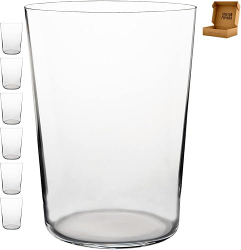 Genérico Vasos de Sidra/Copas 50 cl- Envio 24h - Elegantes Vasos de Cristal para Agua, Refrescos, Cerveza, Combinados, Copas, Cubatas - Transparentes (6, Extrafino)