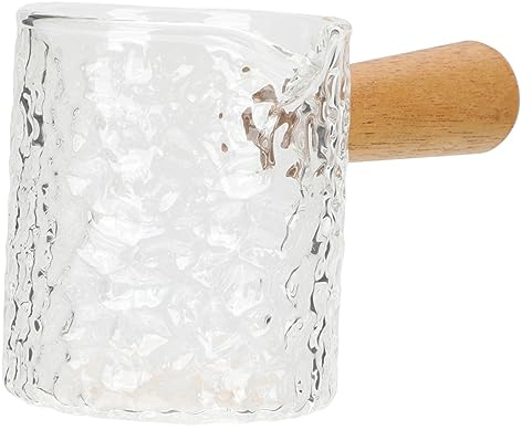 Homoyoyo Tasse à Lait en Verre 100ml Poignée en Bois pour Café, Service de Sauces et Glace, pour Cafés et Hôtels