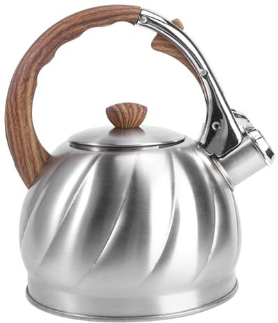 GALPADA Hervidor De Agua Silbante De Acero Inoxidable Con Mango Ergonómico Para Vitrocerámica y Cocina De Gas Tetera Segura y Multifuncional Para Té Café y Leche