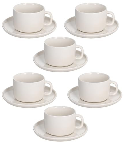 Tognana Edge, Confezione 6 Tazze the con piatto 220 cc, New Bone China, Bianco