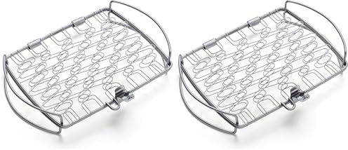 Weber Porta Pesce & Verdure/Cesto - Piccolo (28x20 cm), in acciaio inossidabile, per pesce e verdure delicate, facile da girare sulla sup. cottura, lavabile in lavastoviglie - Argento (6470)