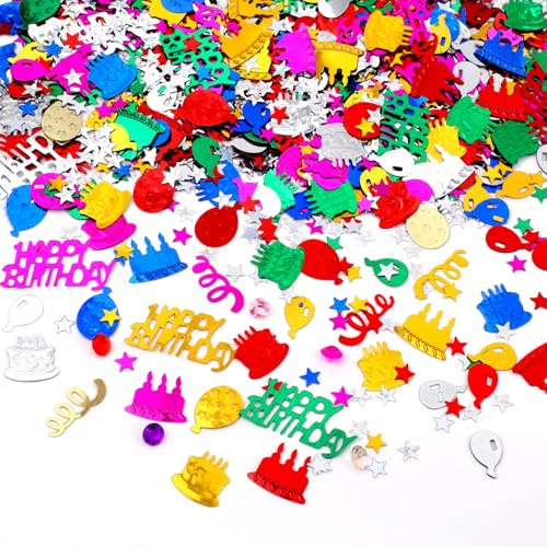 LIQWEI 30g Konfetti Geburtstag Deko, Happy Birthday Konfetti Bunt Tischdeko Geburtstag Partydekoration Konfettideko Für Junge Und Mädchen