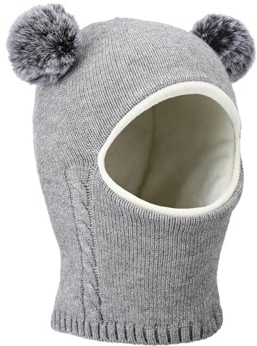 ViEinkaufen Kids Winter Warm Hat Baby Balaclava for 2-6 Years Toddler Grey | Windproof Knitted Hat Scarf Thermal Fleece Lined,Hat Neck Warmer Snood Beanie Cap Boys Girls for Outdoor Activities