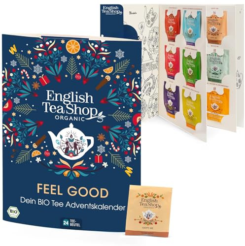 ETS - Tee Adventskalender Feel Good | Wellness & Wohlfühl Weihnachtskalender | 24 versch. Bio Tees & weitere Überraschungen