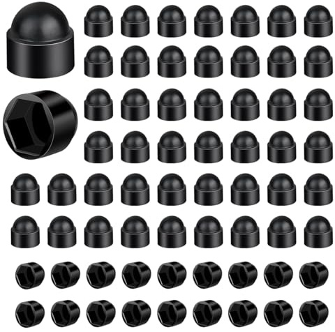 Nybrax 100 Tapas Protectoras Hexagonales M8, Tapa Protectoras de Plástico, Tapas Protectoras para Tuercas y Tornillos, Adecuadas para Talleres e Instalaciones al Aire Libre (Hexágono de 13 mm/Negro)