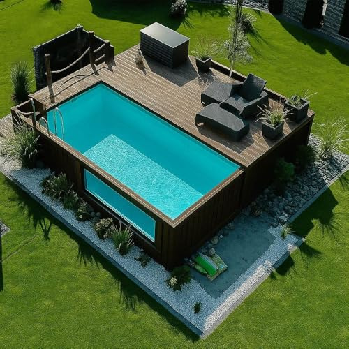 Piscina fuori terra in vetroresina su misura per piscina moderna con filtro a sabbia per ricreazione familiare, adulti, case vacanze