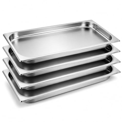 CateringBase Full Size Gastronorm Tray, Stainless Steel, 1/1 GN, 20mm Deep, Grade 201, Pack of 4