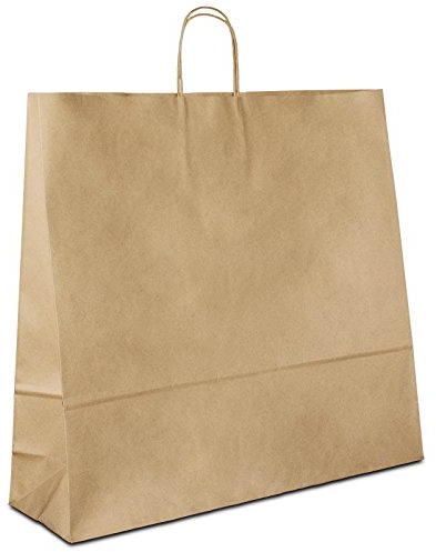 Papiertüten braun mit Kordel-Henkel I 125 Stk. 54+15x49cm I Papiertragetasche für Einzelhandel, Hochzeit, Geburtstag, TO-GO I Geschenktüten aus Kraftpapier I HUTNER