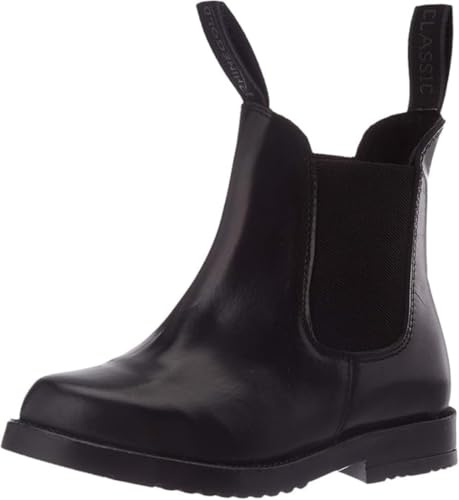 Rhinegold Childs Young Rider COMFEY CLASSIC LEATHER JODHPUR BOOTS - Traditional Horse Riding Boots - No Zip, Easy On/Off, Elastic Sides, Girls and Boys Equestrian Ankle Boots (Black, Size 10 Child)