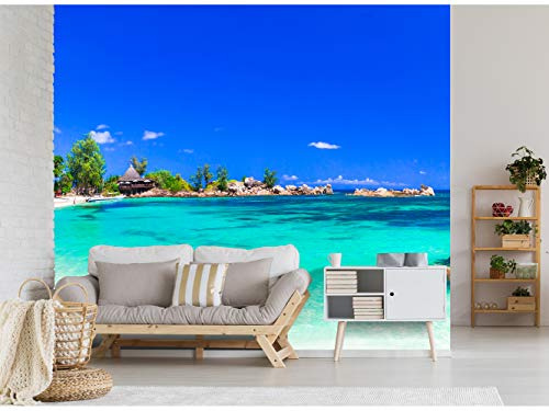 Oedim Fotomural Vinilo para Pared Playa Tropical | Fotomural para Paredes | Mural | Vinilo Decorativo | Varias Medidas 400 x 300 cm | Decoración comedores, Salones, Habitaciones...