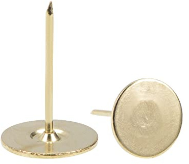 sourcing map 60 Stück Polsternägel, flacher Kopf 19mmx30mm Möbelnägel，Reißnägel für Möbel, Sofa Kopfteile Gold